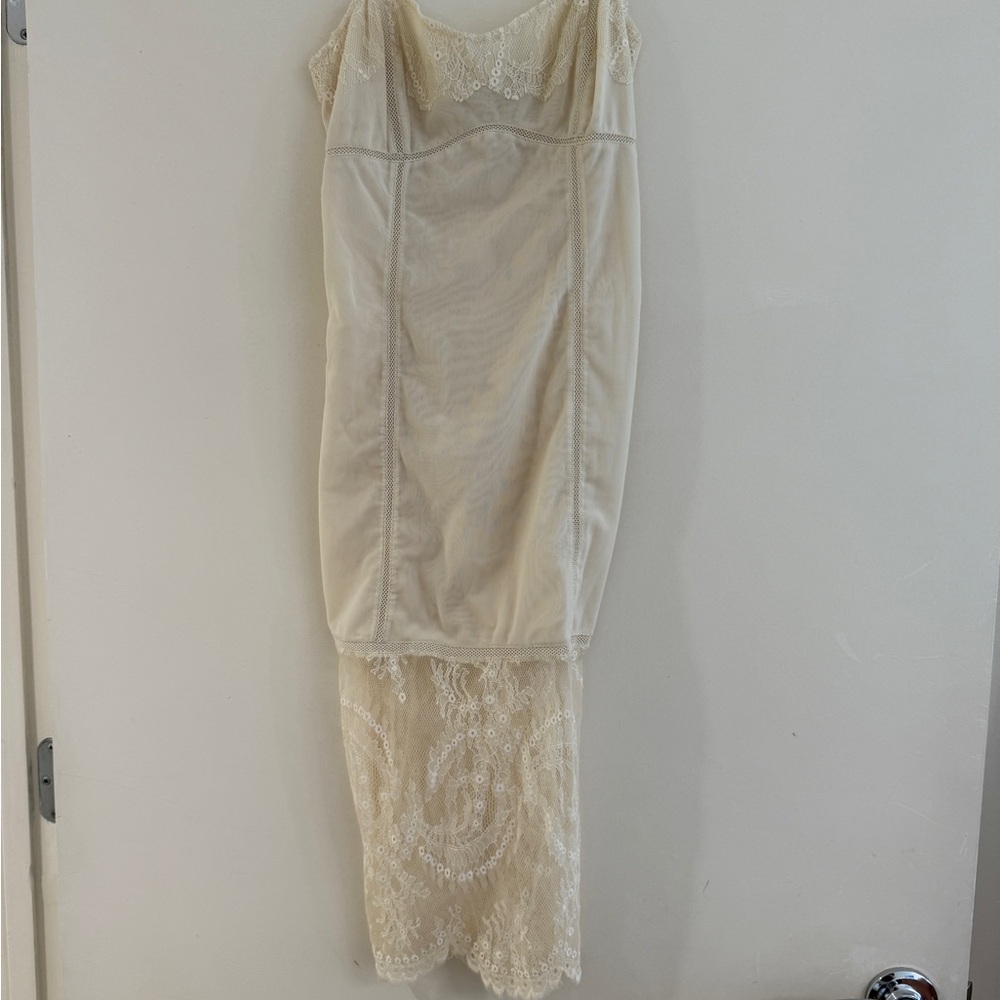 PCB G runway sheer lace dress